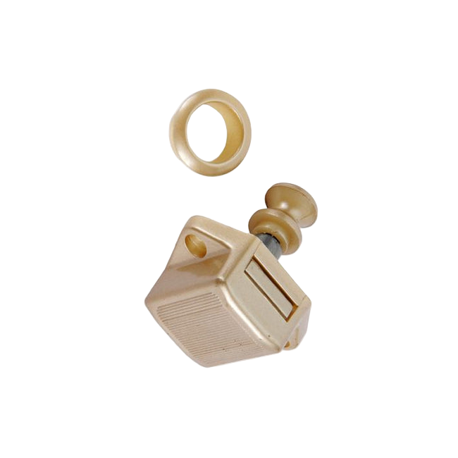 Beige curtain rod bracket on a white background