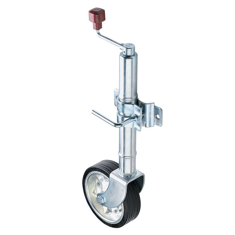 Metal lever with a wheel on a white background