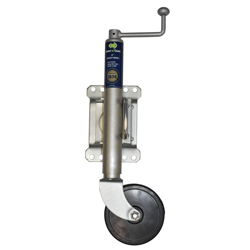 Wall-mounted caster wheel with a brand label on a white background