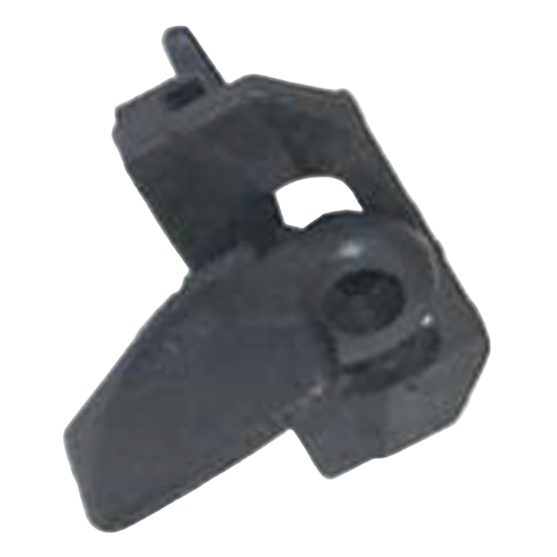 Black mechanical component on a white background