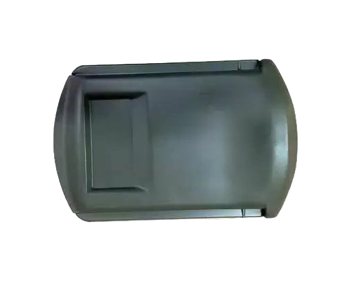 Dark gray plastic container on a white background
