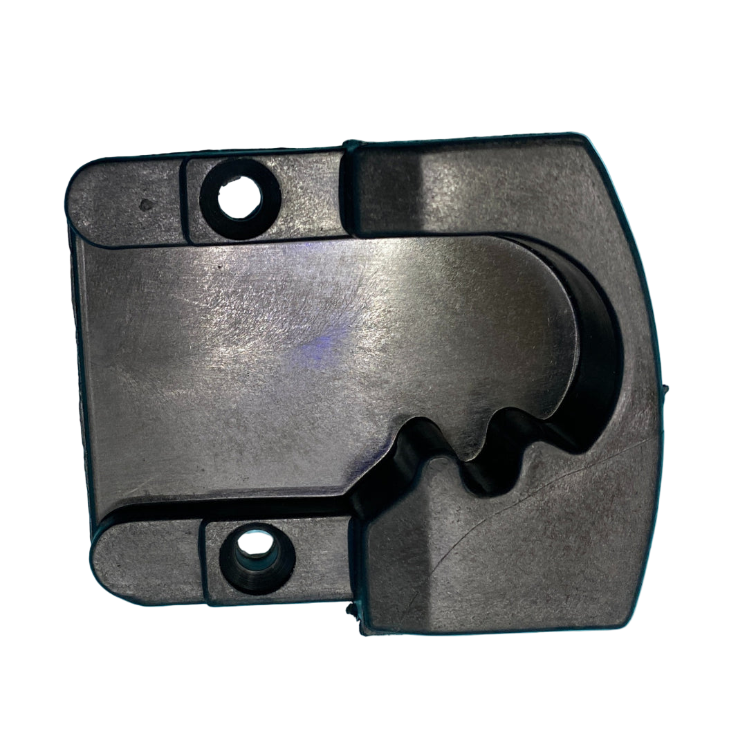 Metallic object on a blue textured background