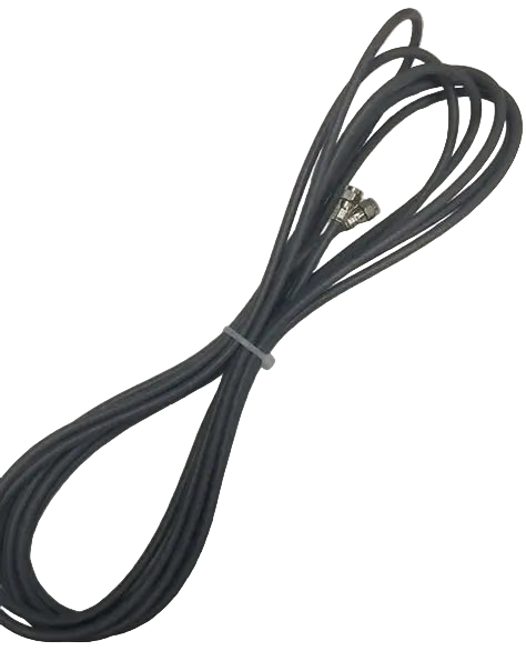 Black cable with connectors on a white background