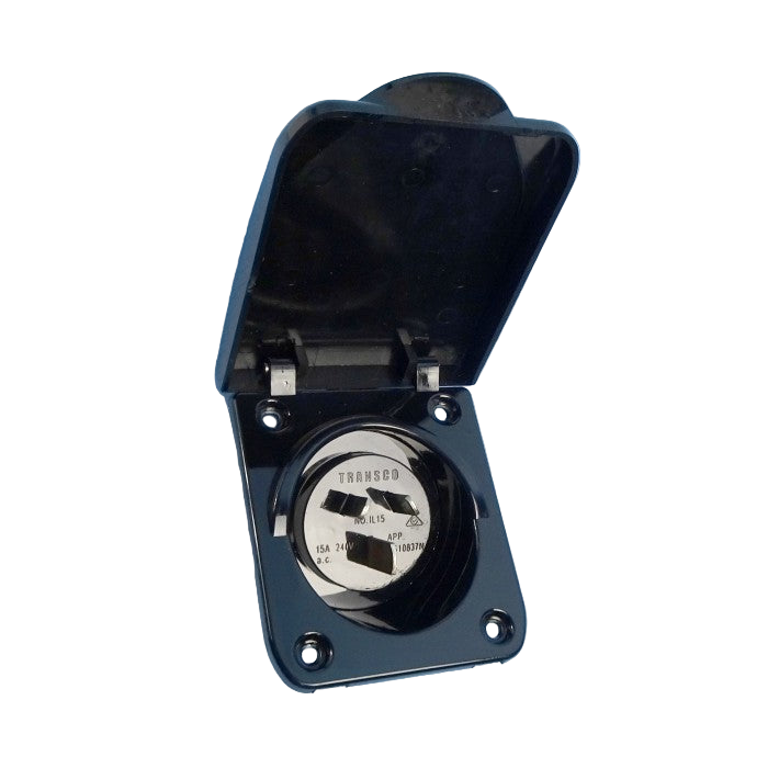 Transco 15A Caravan Power Inlet (Black)