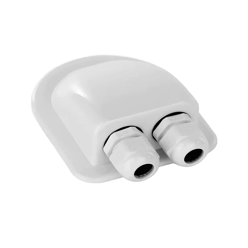 White Solar Cable Inlet Gland - IP68, Waterproof Dual Cable Entry