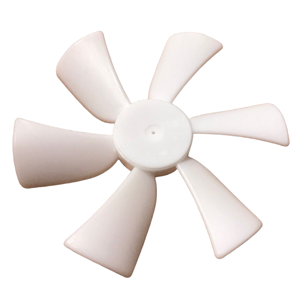 White plastic fan blade on a white background