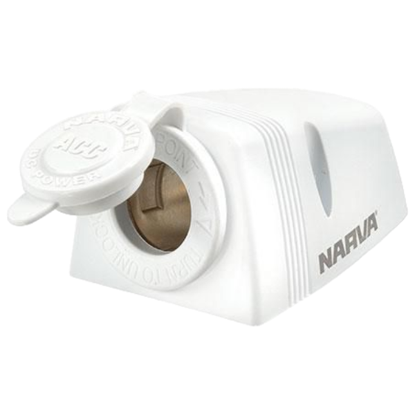 White coffee grinder with a brown bean inside on a white background, featuring the Narva brand.