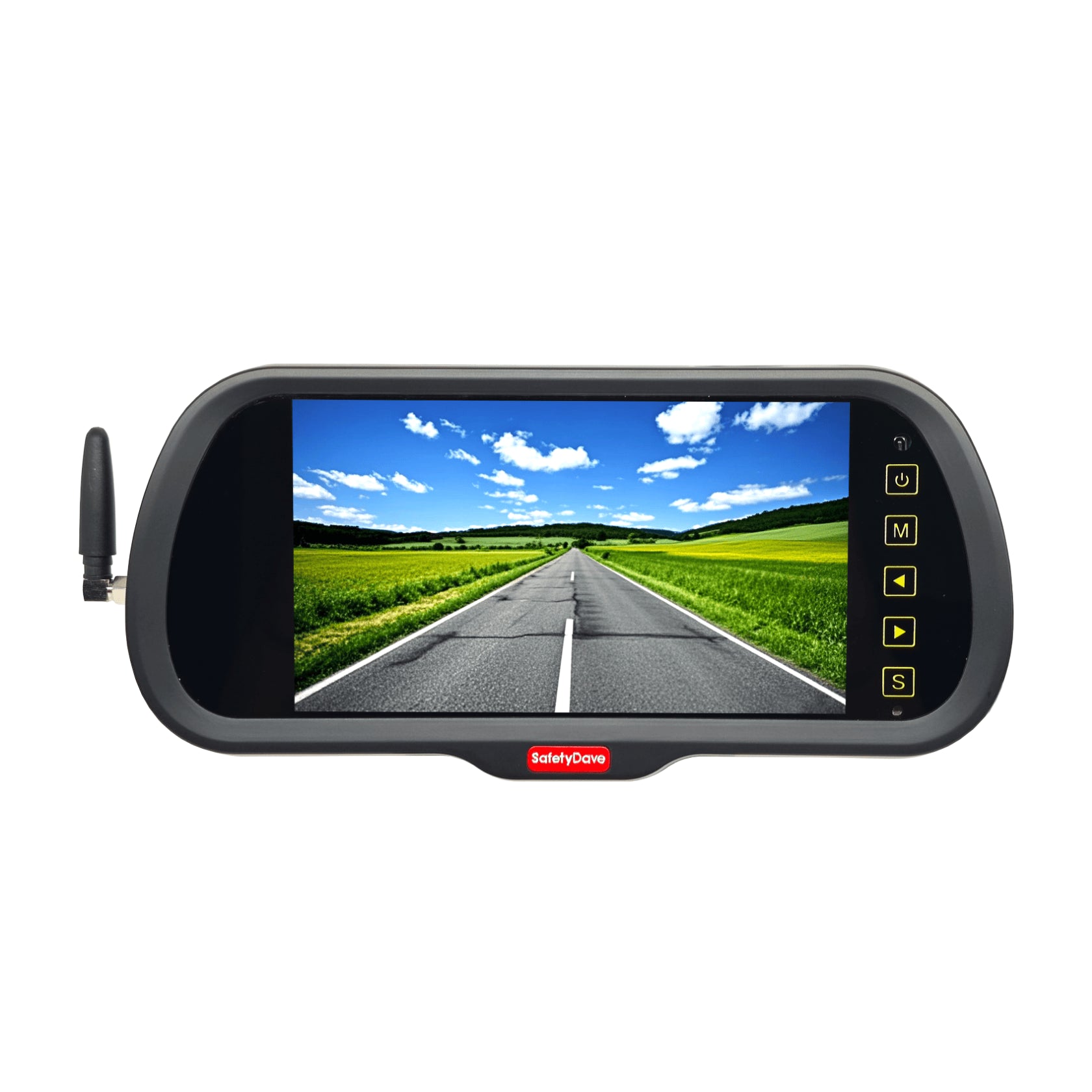 Wireless Rear Vision Mirror Kit - 7" Mirror Monitor + Square Black Wireless HD Camera