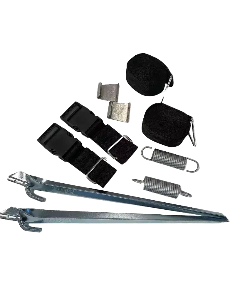 Collection of automotive repair tools and parts on a white background