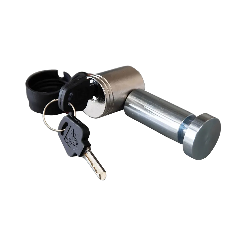 Metal lock with key on a white background
