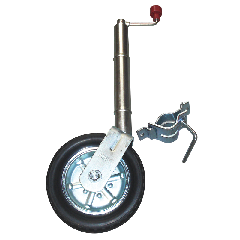 Tire iron with a wheel and clamp on a white background
