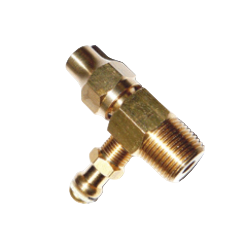 Brass fitting on a white background