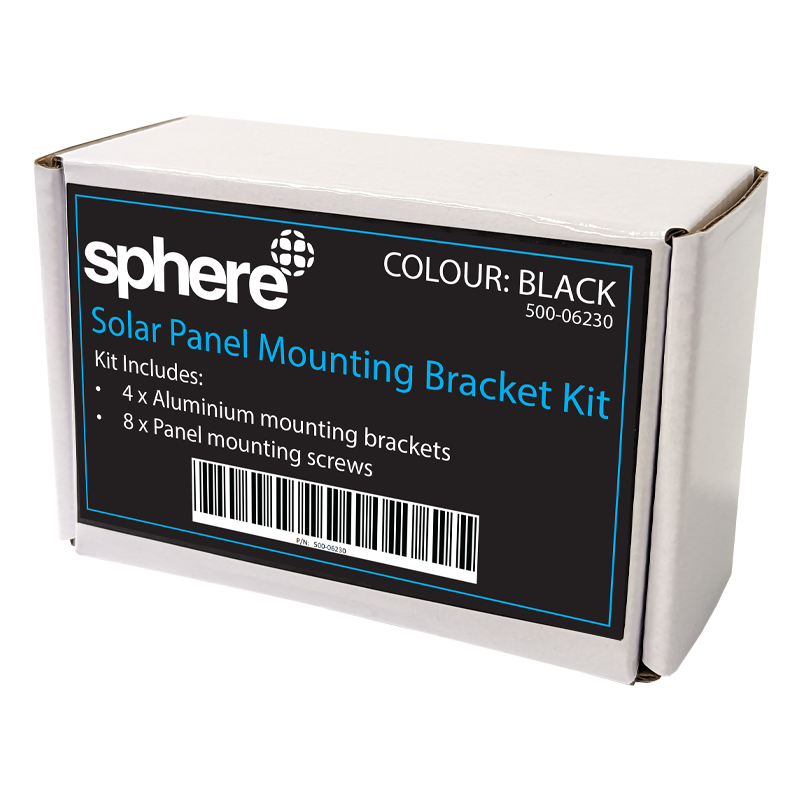 SPHERE Solar Panel Mounting Bracket Kit - 4Pce Black with Screws