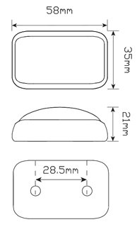 LED Autolamps 10/30V Side Marker Red Amber (58ARM)
