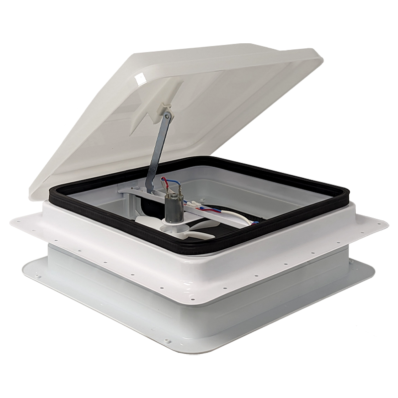 COAST RV 14x14 White Wind-up Roof Vent with 12V FAN