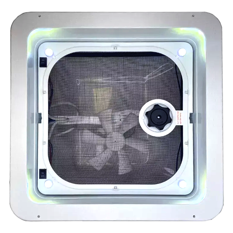 Coast RV 14x14 White Wind-Up Roof Vent with 12V Fan & LED