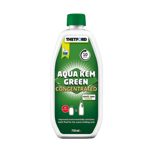 Bottle of Thetford Aqua Kem Green Concentrated on a white background