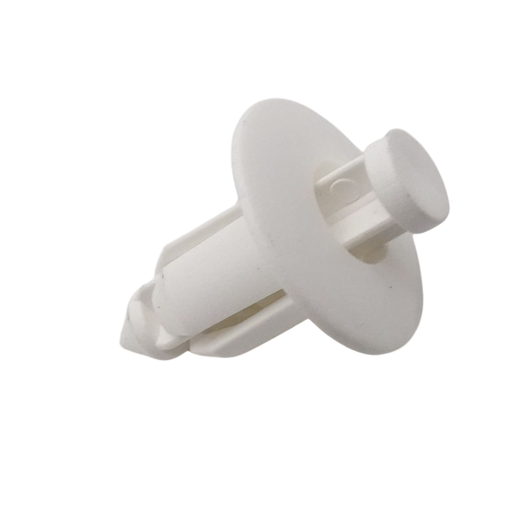 White plastic clip on a white background
