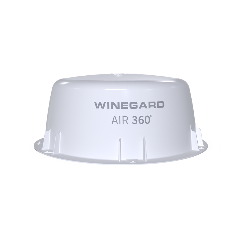 White Winegard Air 360° antenna on a white background