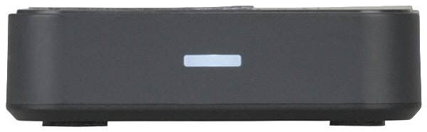 Black electronic device with a small screen on a black background