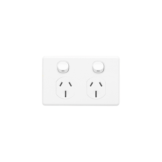 Clipsal Single Power Point Flush Mount Standard 15A 250V 2 Pole Horizontal White