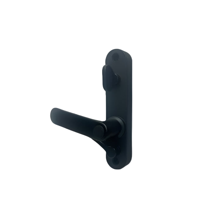 Dark blue door handle on a white background