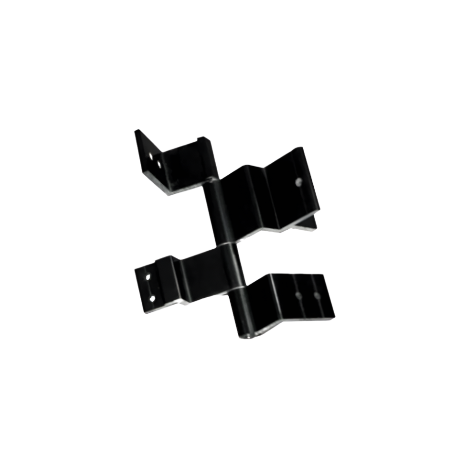 Black metal bracket on a white background
