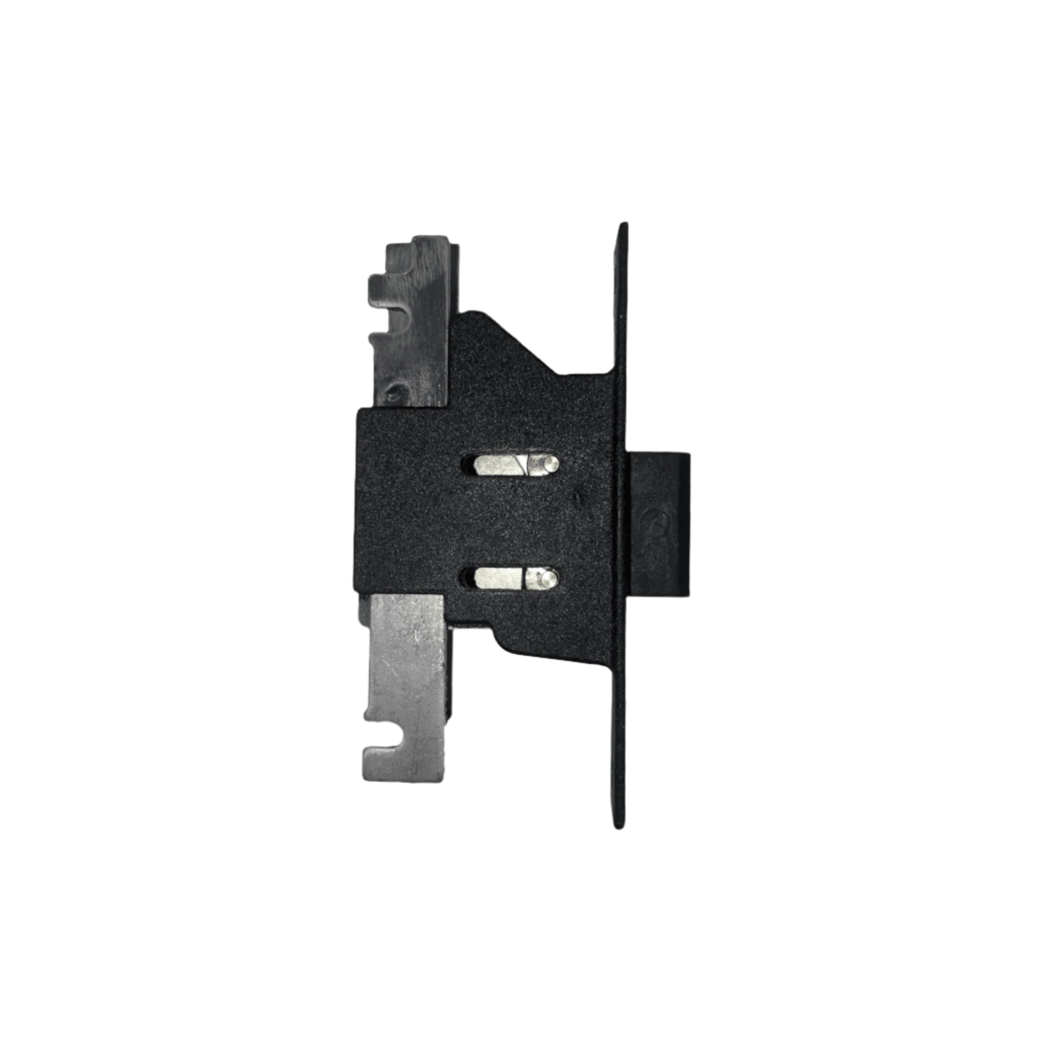 Black metal bracket on a white background