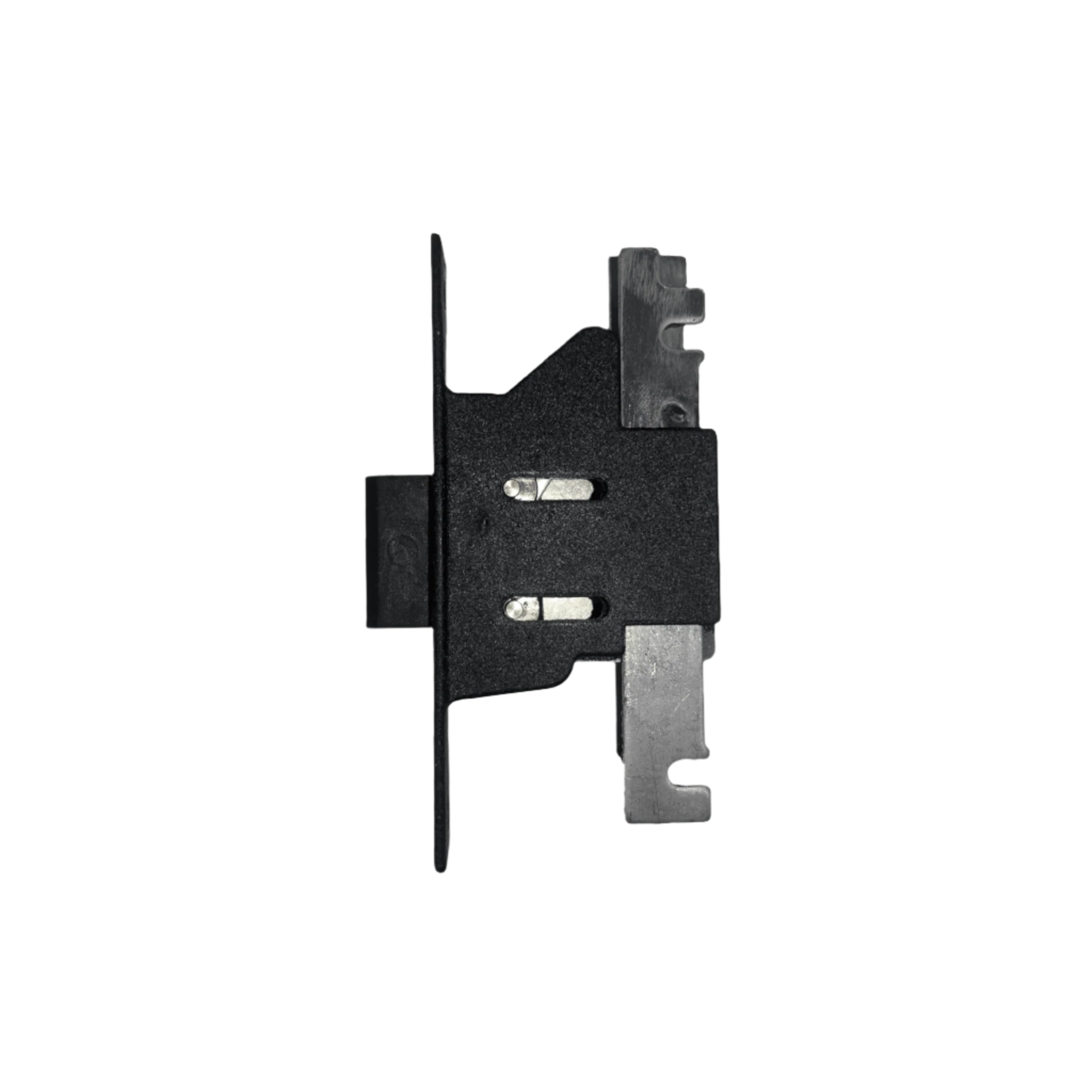 Black metal bracket on a white background