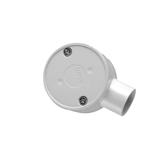 Clipsal Conduit Junction Box 1 Way Round Shallow PVC Grey