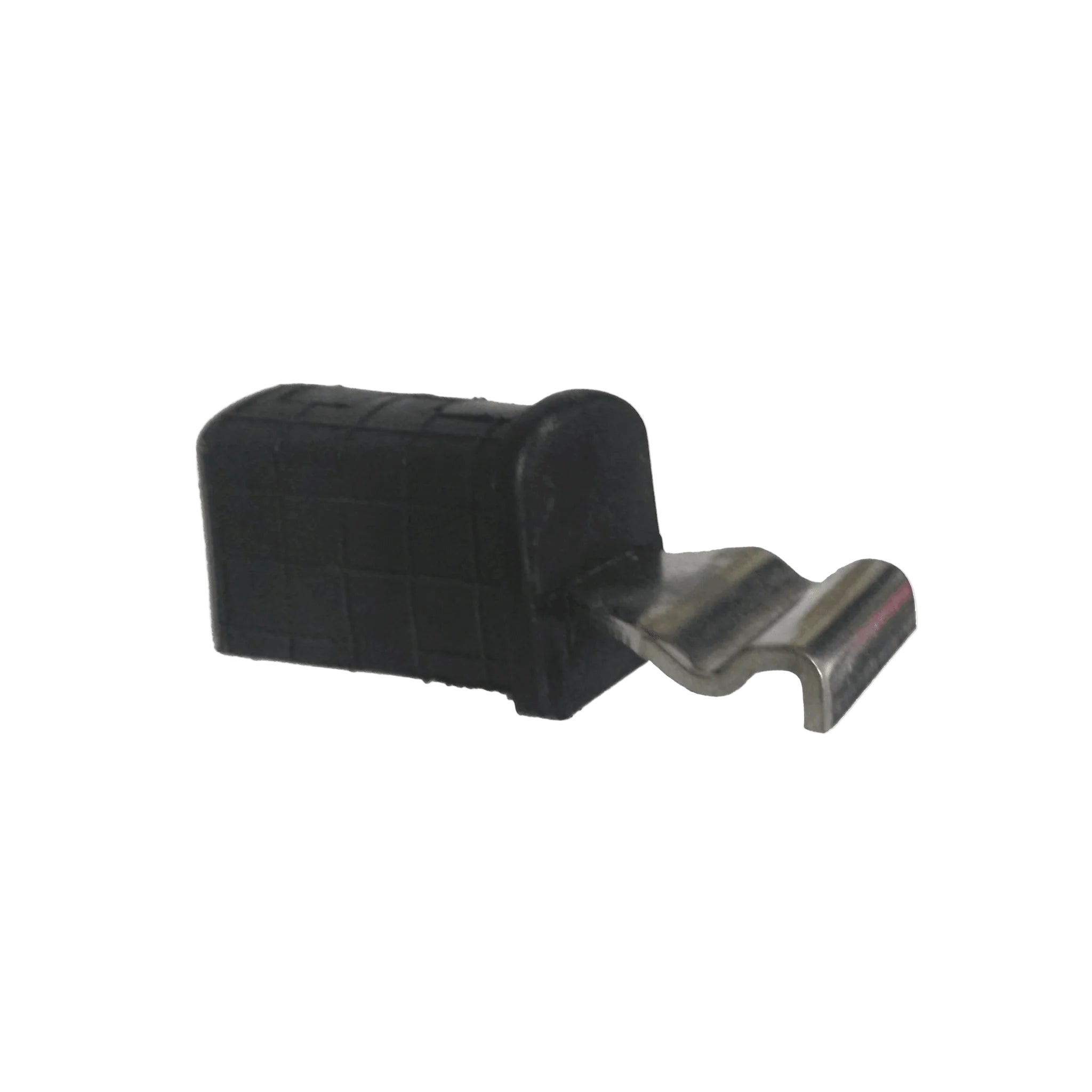 Black metal bracket on a white background