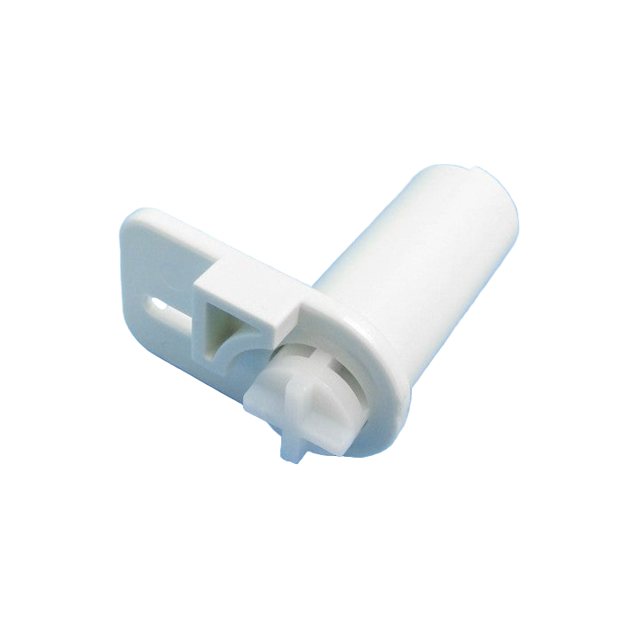 White plastic component on a blue background