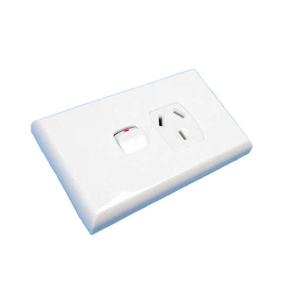 White electrical outlet on a white background