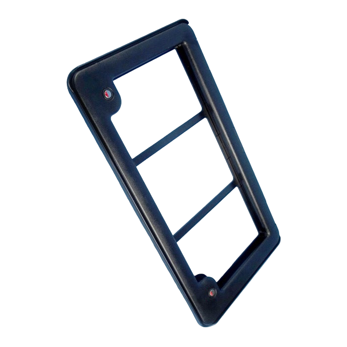 Blue license plate frame on a white background