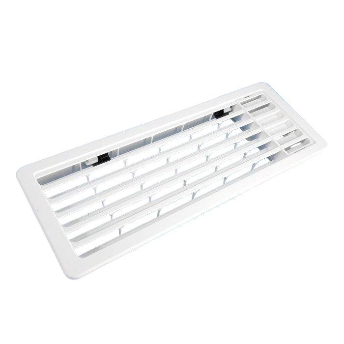 White rectangular plastic vent on a blue background