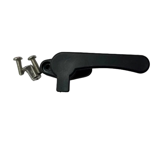 Black handle with screws on a white background