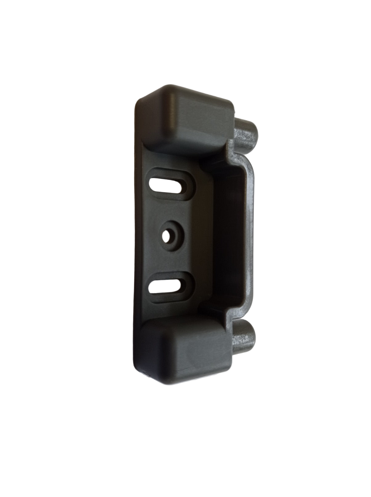 Black metal bracket on a white background