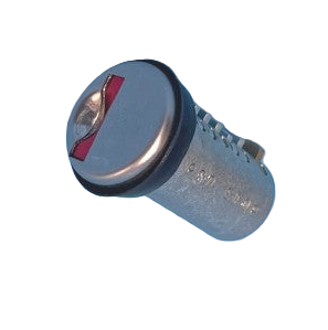 Blue light bulb with a red accent on a white background